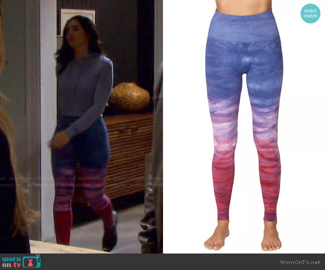 Metta Watercolor Print Leggings by Spiritual Gangster worn by Gabi Hernandez (Camila Banus) on Days of our Lives