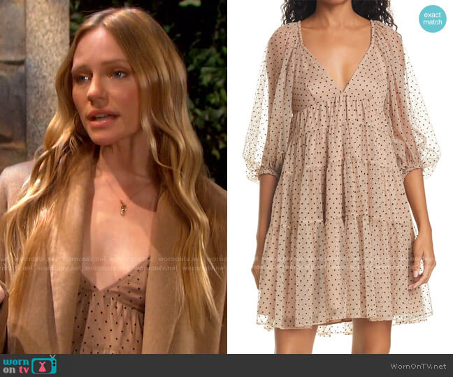 Meadow Dot Minidress by Staud worn by Abigail Deveraux (Marci Miller) on Days of our Lives