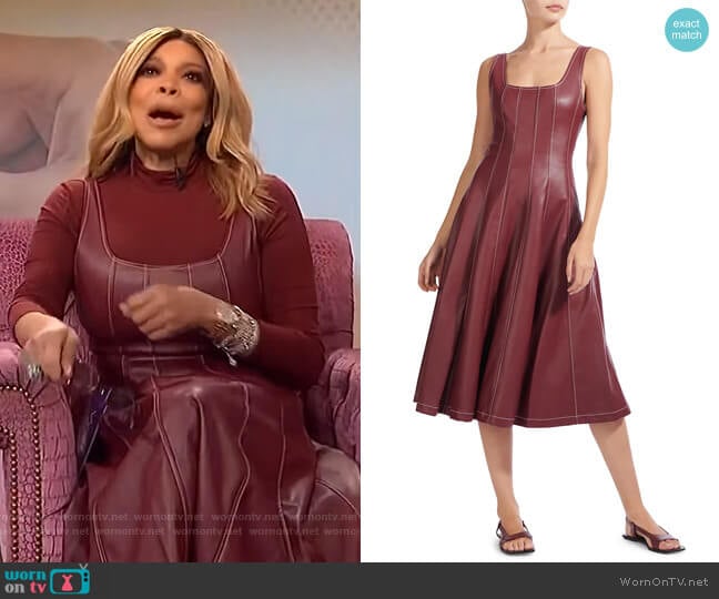 Wells Squareneck Faux-Leather Midi Dress by Staud worn by Wendy Williams  on The Wendy Williams Show