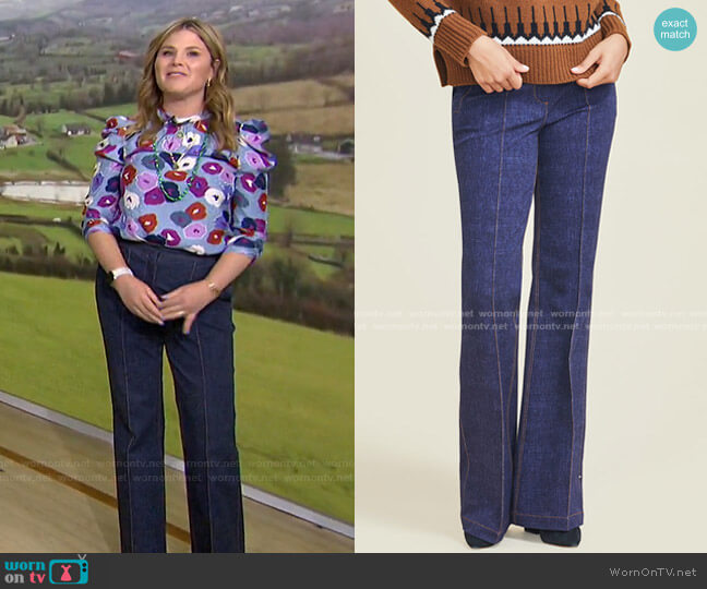 Stretch Denim Ruthie Pant by Pearl by Lela Rose worn by Jenna Bush Hager  on Today