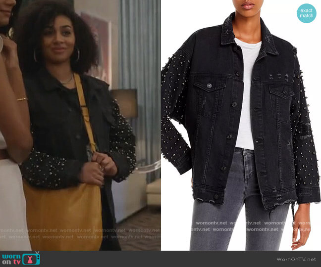 Embellished Denim Jacket by  Sunset & Spring worn by Patience (Chelsea Tavares) on All American