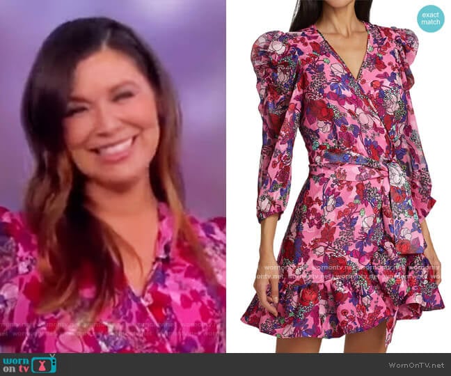 Sasha Floral Puff-Sleeve A-Line Wrap Dress by Tanya Taylor worn by Gretta Monahan on The View