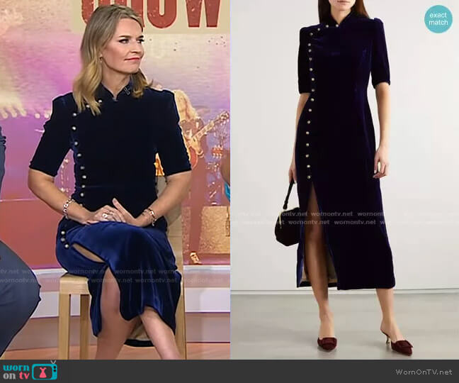 Saloni taro velvet midi dress Clearance