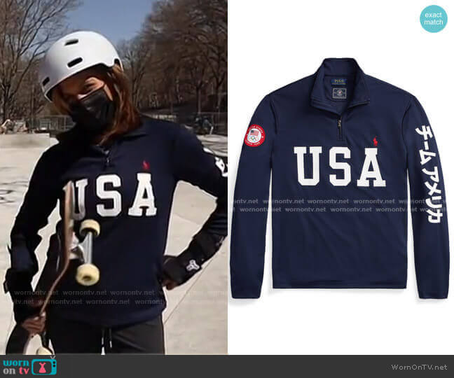 Team USA One-Year-Out Mesh Pullover by Ralph Lauren worn by Hoda Kotb  on Today