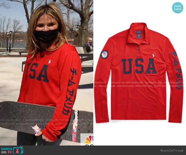 Team USA One-Year-Out Mesh Pullover by Ralph Lauren worn by Jenna Bush Hager  on Today