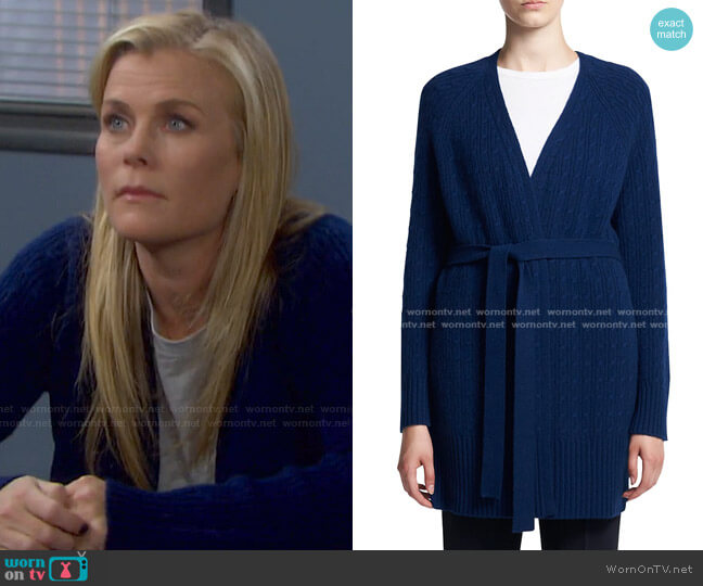 Malinka Cashmere Cable-Knit Cardigan by Theory worn by Sami Brady (Alison Sweeney) on Days of our Lives