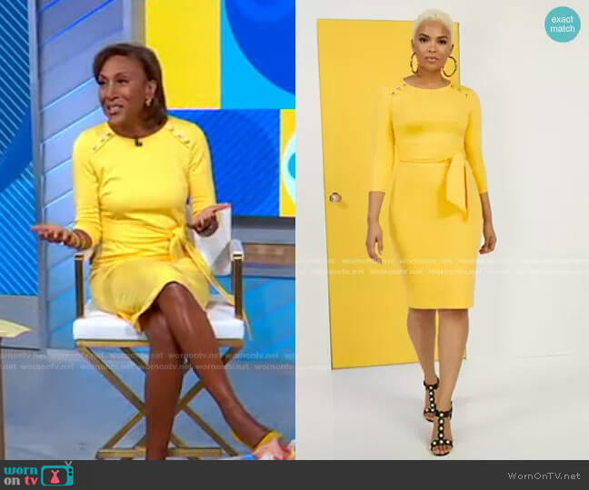 WornOnTV: Robin’s yellow button detail dress on Good Morning America ...