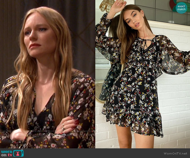 V-Neck Mini Dress in multi by Topshop worn by Abigail Deveraux (Marci Miller) on Days of our Lives