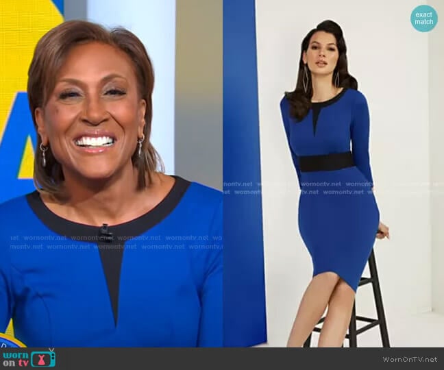 Two-Toned Sheath Ponte Dress by New York & Company worn by Robin Roberts on Good Morning America