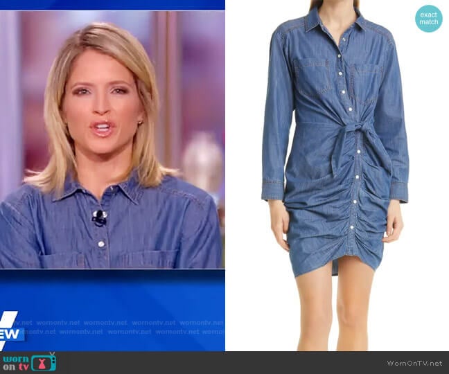 Sierra Ruched Long Sleeve Denim Dress by Veronica Beard worn by Sara Haines on The View