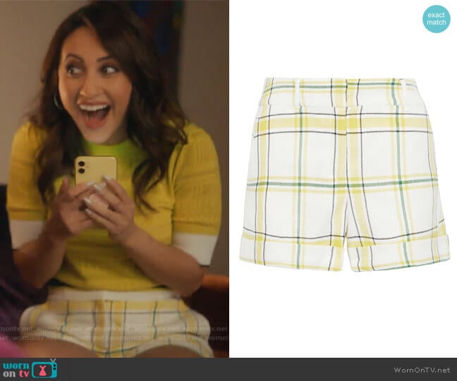 Carito Plaid Shorts by Veronica Beard worn by Ana Torres (Francia Raisa) on Grown-ish