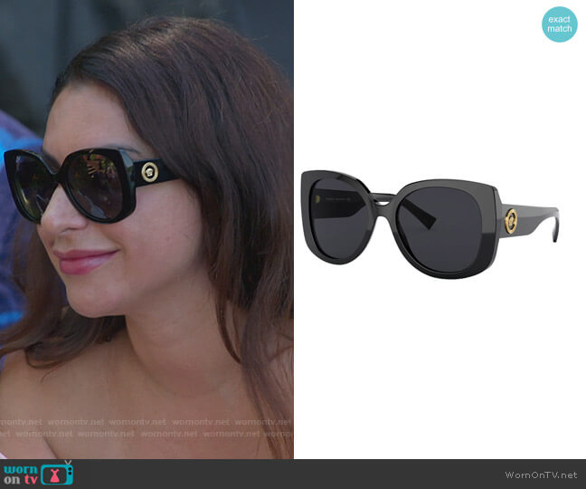 Rectangle Acetate Sunglasses with Medusa Temples by Versace worn by Jennifer Aydin on The Real Housewives of New Jersey