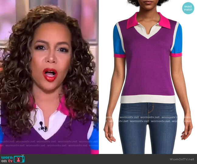 Colorblock Polo T-Shirt by Victor Glemaud worn by Sunny Hostin on The View