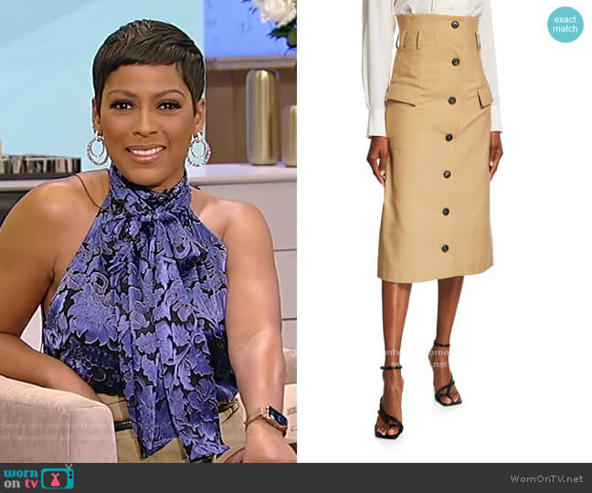 WornOnTV: Tamron’s blue floral halter top and skirt on Tamron Hall Show ...