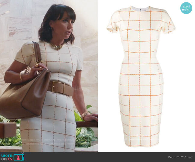 Checked Midi Dress by Victoria Beckham worn by Kathleen Gale (Constance Zimmer) on Good Trouble