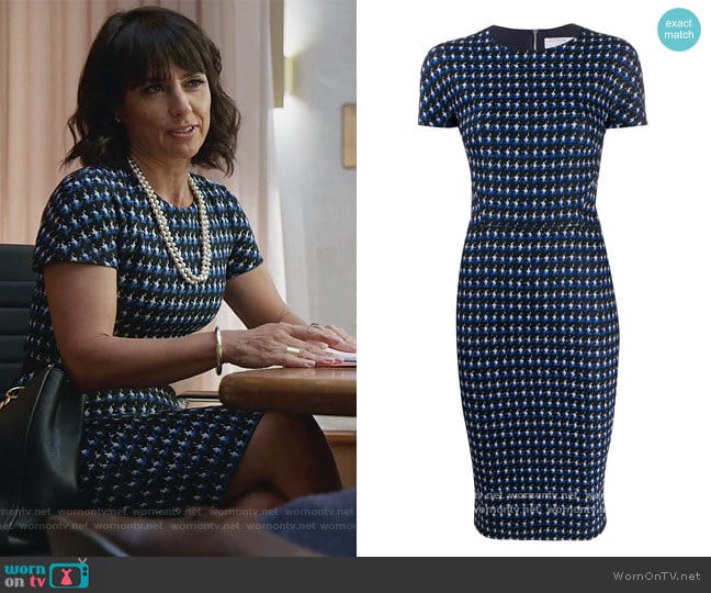 Houndstooth Fitted Dress by Victoria Beckham worn by Kathleen Gale (Constance Zimmer) on Good Trouble