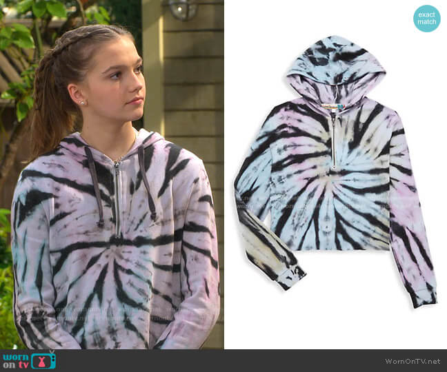 Zip Tie-Dye Hoodie by Vintage Havana worn by Presley (Jayden Bartels) on Side Hustle