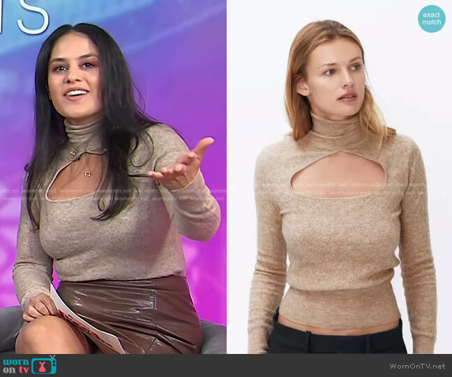 Wool Blend Cut Out Sweater by Zara worn by Donna Farizan on Today