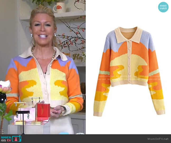 Y2K Button Down Casual Knit Sweaters by GuliriFei at Amazon worn by Jill Martin on Today