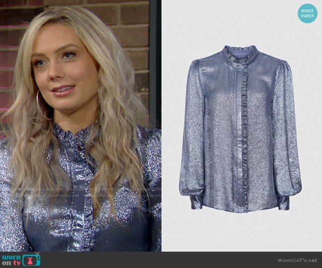 Reiss Liddy Metallic Blouse worn by Abby Newman (Melissa Ordway) on The Young and the Restless