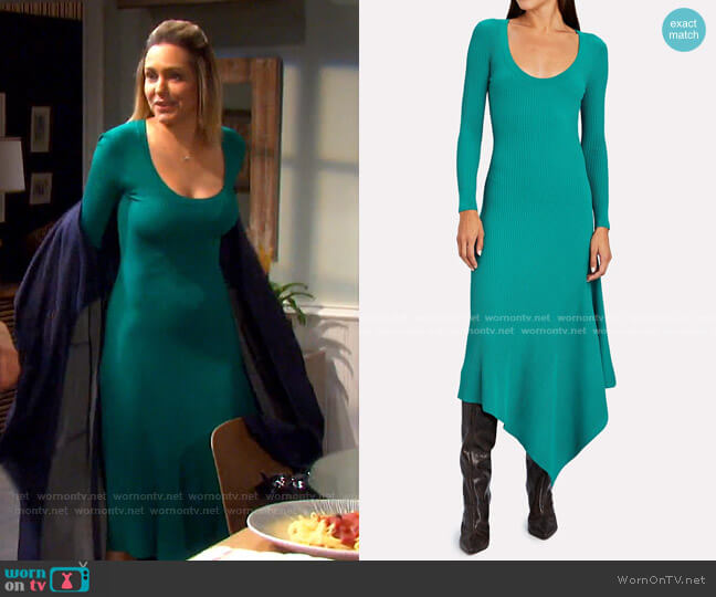 Olivia Scoopneck Knit Midi Dress by A.L.C. worn by Nicole Walker (Arianne Zucker) on Days of our Lives