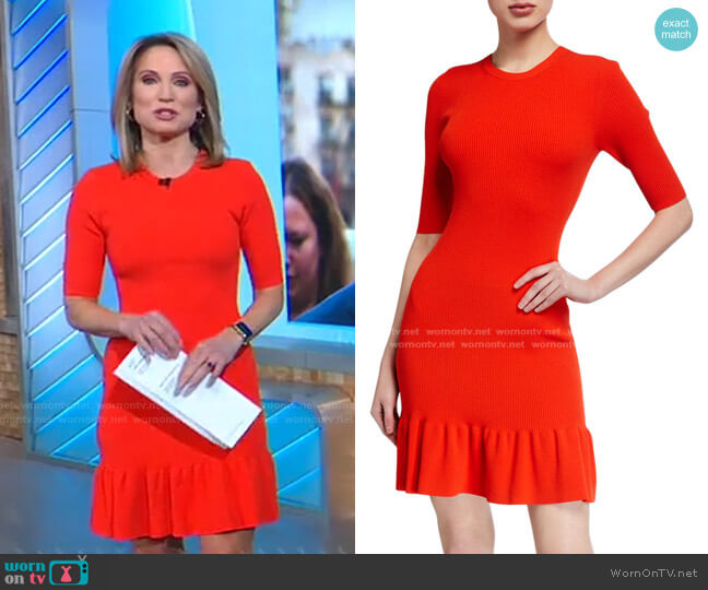 WornOnTV: Amy’s orange ribbed knit mini dress on Good Morning America ...