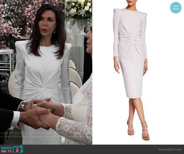 Dakota Crepe Long-Sleeve Dress by Alex Perry worn by Anna Devane (Finola Hughes) on General Hospital