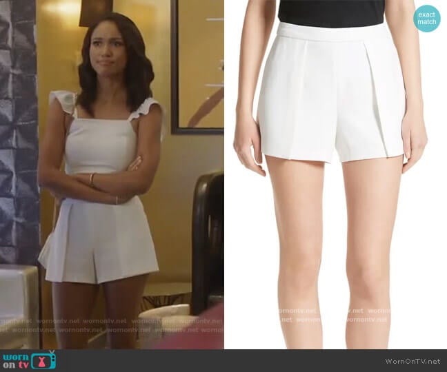 Larissa Pleat Front Shorts by Alice + Olivia worn by Layla Keating (Greta Onieogou) on All American