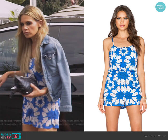 Back Zip Flutter Romper by Alice + Olivia worn by Jackie Goldschneider on The Real Housewives of New Jersey