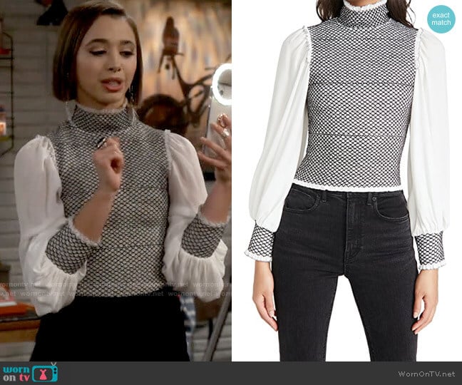 Alice + Olivia Aviva Top worn by Celia (Emma Caymares) on Call Your Mother