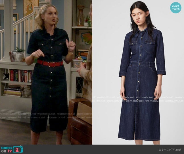 All Saints Polly Denim Dress worn by Mandy Baxter (Molly McCook) on Last Man Standing