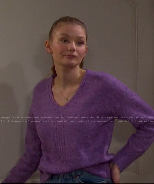 Allie’s purple v-neck sweater on Days of our Lives