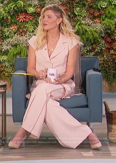 Amanda’s beige belted jacket on The Talk