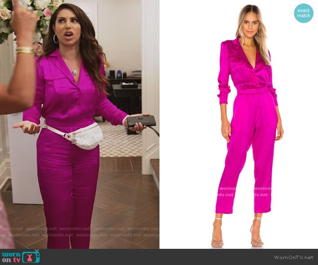 X Revolve Felix Jumpsuit by Amanda Uprichard worn by Jennifer Aydin on The Real Housewives of New Jersey