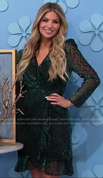 Amber’s green polka dot wrap dress on The Price is Right