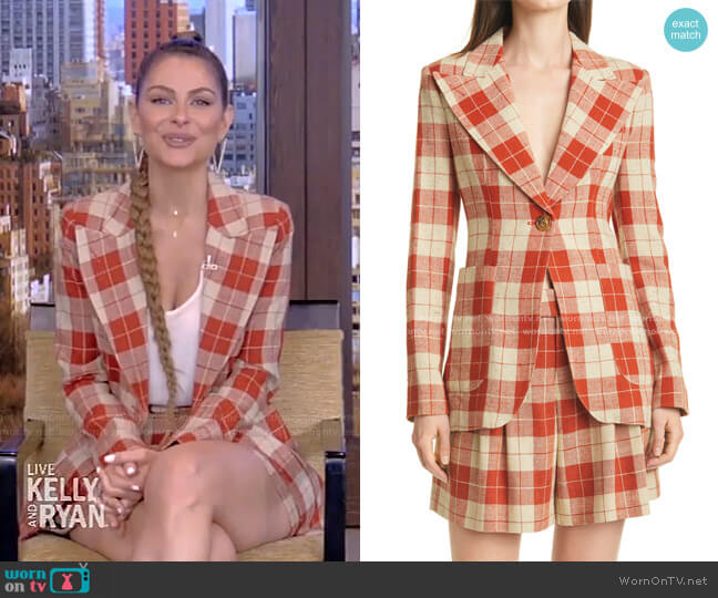 WornOnTV: Maria Menounos’s orange plaid blazer and shorts on Live with ...