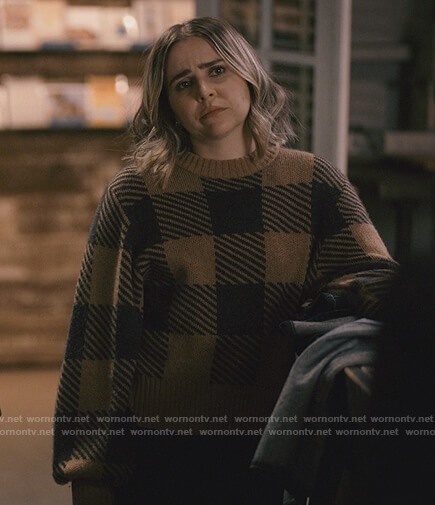 Annie’s brown check sweater on Good Girls