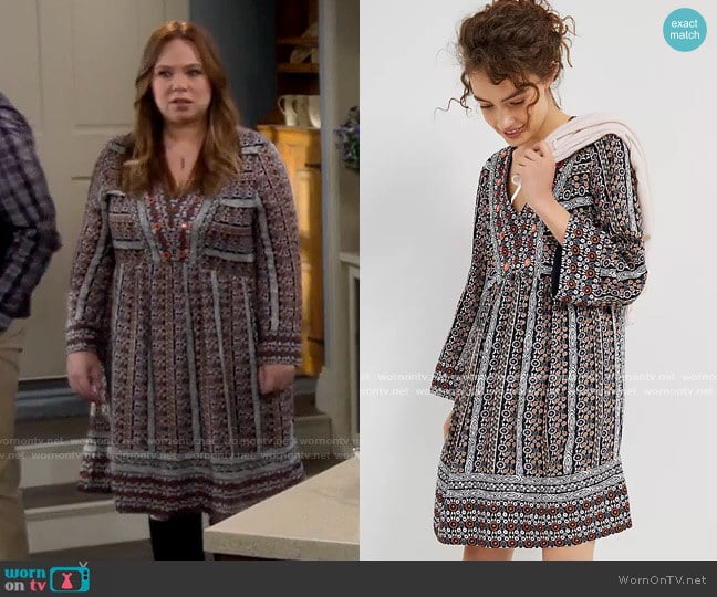 Anthropologie Maeve Naomi Embroidered Tunic Dress worn by Vanessa Baxter (Nancy Travis) on Last Man Standing