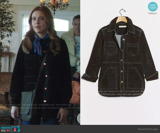 Pilcro Flocked Denim Shirt Jacket by Anthropologie worn by Nancy Drew (Kennedy McMann) on Nancy Drew