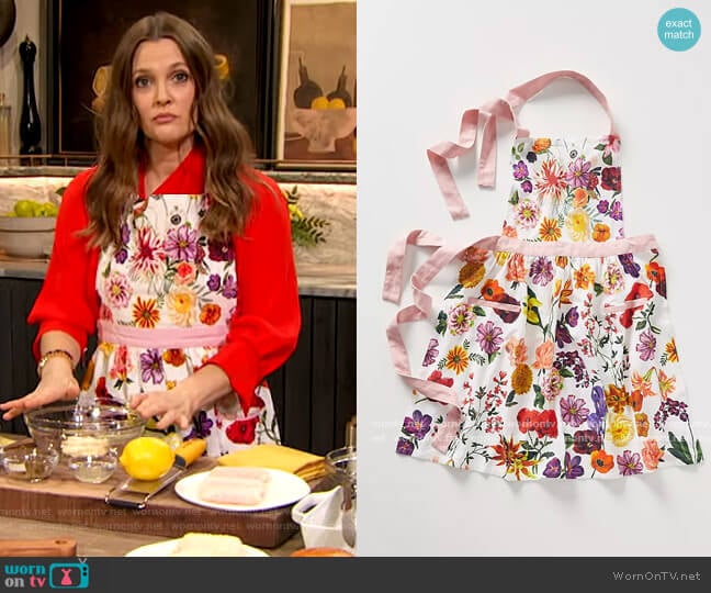 Nathalie Lete Helena Apron by Anthropologie worn by Drew Barrymore on The Drew Barrymore Show