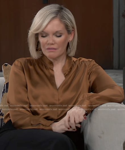 Ava’s copper satin blouse on General Hospital