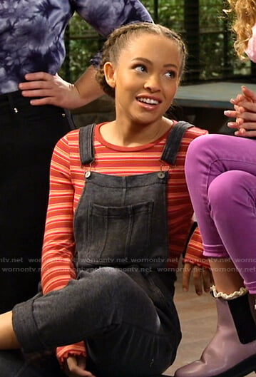 Ava's red striped long sleeve top on Bunkd