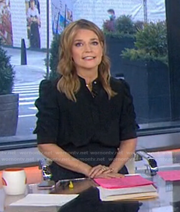 Savannah’s black puff sleeve blouse on Today