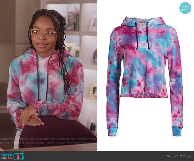 Tie-Dye Hoodie by Aviator Nation worn by Diane Johnson (Marsai Martin) on Black-ish