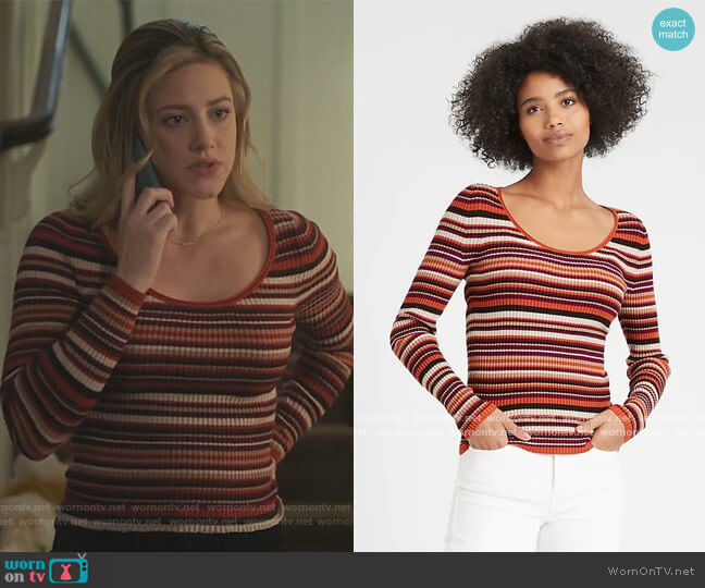 Fitted Scoop-Neck Sweater Top by Banana Republic worn by Betty Cooper (Lili Reinhart) on Riverdale