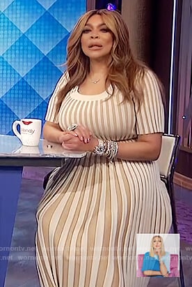 Wendy's beige ribbed scoop neck dress on The Wendy Williams Show