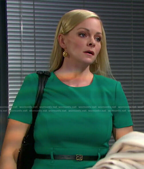 Belle’s green belted dress on Days of our Lives