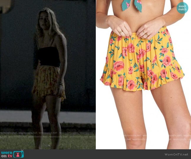 billabong yellow floral shorts