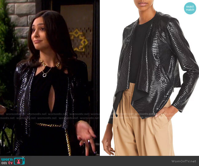 Croc-Pattern Draped Jacket by BlankNYC worn by Gabi Hernandez (Camila Banus) on Days of our Lives