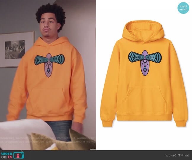 Bulging Embroidered Hoodie by We Are Brain Dead worn by Andre Johnson Jr (Marcus Scribner) on Black-ish